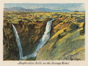 África do Sul: Cataratas de Aughrabies no rio Orange (litografia a cores) de Charles Ernest Peers