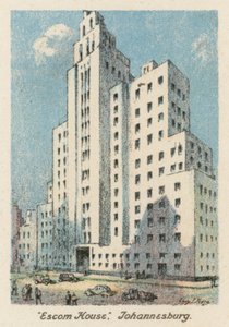 África do Sul: "Escom House", Joanesburgo (litografia a cores) de Charles Ernest Peers