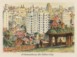 África do Sul: Joanesburgo, a Cidade Dourada (litografia a cores)