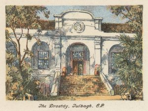 África do Sul: The Drostdy, Tulbagh, CP (litografia a cores) de Charles Ernest Peers
