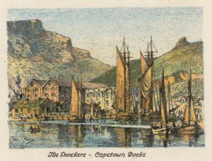 África do Sul: Os Snoekers, Docas de Capetown (litografia a cores) de Charles Ernest Peers