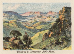 África do Sul: Valley of a Thousand Hills, Natal (litografia a cores) de Charles Ernest Peers