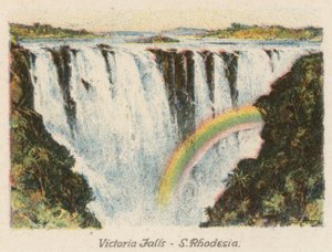 África do Sul: Cataratas Vitória, Rodésia do Sul (litografia a cores) de Charles Ernest Peers