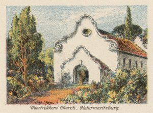 África do Sul: Igreja dos Voortrekkers, Pietermaritzburg (litografia a cores)
