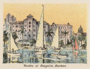 África do Sul: Iates em Congella, Durban (litografia a cores) de Charles Ernest Peers