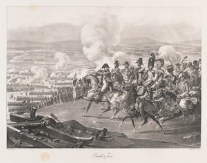 Batalha de Jena, início do século XIX (litho) de Charles Etienne Pierre Motte