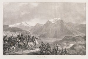 Batalha de Rivoli, início do século XIX (litho) de Charles Etienne Pierre Motte