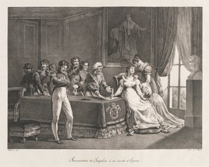 Josephine Renunciando aos seus direitos, cedo
Século XIX (Litho) de Charles Etienne Pierre Motte