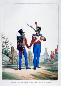 Uniforme de um regimento de infantaria suíça, França, 1823. de Charles Etienne Pierre Motte