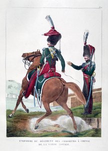 Uniformes do regimento de chasseur montado da guarda real francesa, 1823.