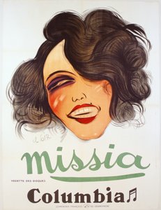 Cartaz da Columbia Records que anuncia a cantora francesa, Missia, c.1935