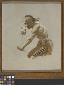 Estudo para índios na caça ao búfalo por índios (óleo sobre papel montado sobre tela)