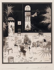 Club Life in America, os Picnickers, antes de 1933 (lavagem com caneta e tinta sobre papel) de Charles Forbell