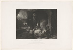 "Perseguição de veados nas Terras Altas. O bothij do poucher". A Edwin Landseer, com endereços de Boys and Graves e Gambart de Charles Fox