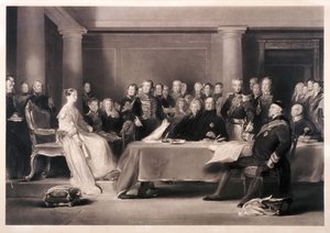 Rainha Victoria presidindo o conselho em sua ascensão ao trono de 1846 de Charles Fox