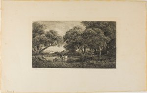 Gado por uma piscina de Charles Francois Daubigny