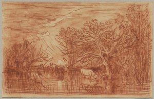 Vacas em um bebedouro, c.1863 de Charles Francois Daubigny