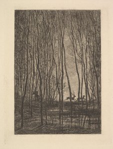 Veado na floresta, 1850. de Charles Francois Daubigny