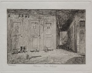 Interior de uma pousada de Charles Francois Daubigny