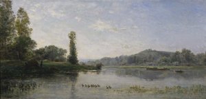 Paisagem com um rio, 1860 de Charles Francois Daubigny