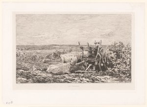 Paisagem com gado em repouso entre as vinhas
Les vendanges. (título sobre o objecto) de Charles Francois Daubigny