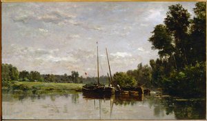 Os peniches - as barcaças ... de Charles Francois Daubigny