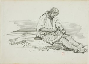 Homem Consertando Foice de Charles Francois Daubigny