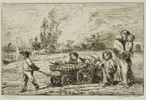 Movendo-se com a carroça (Os móveis do barco) de Charles Francois Daubigny