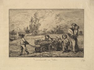 Movendo-se para o barco, 1861. de Charles Francois Daubigny