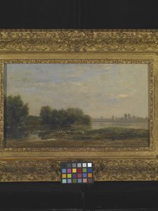 Sobre o Oise (óleo sobre madeira) de Charles Francois Daubigny