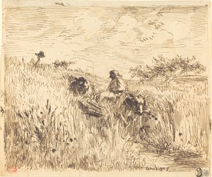 Caminho através de um campo de trigo de Charles Francois Daubigny