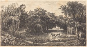 Piscina com veados (La Mare aux cerfs) de Charles Francois Daubigny