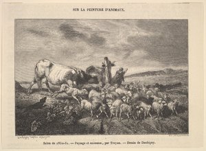 Salão de 1850-51, Paisagem e Animais, por Troyon, 1850-51. de Charles Francois Daubigny
