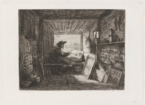 Estúdio no Barco (Le Bateau-atelier) de Charles Francois Daubigny