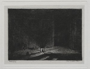 A Viagem de Barco: Interior de uma Pousada (O Corredor de uma Pousada) de Charles Francois Daubigny