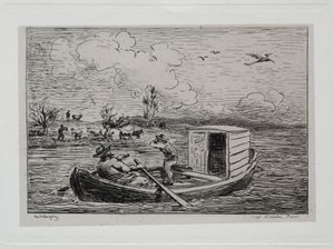 A viagem de barco: Le Mot de Cambronne (The Slanging Match) de Charles Francois Daubigny