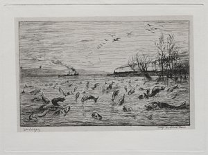 A Viagem de Barco: Alegria dos Peixes na Partida do Cabininho (O Peixe) de Charles Francois Daubigny
