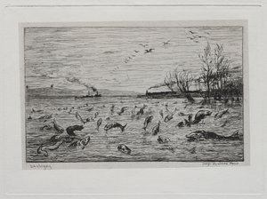A viagem de barco: Alegria dos peixes na partida do camarote The Fish, 1861. de Charles Francois Daubigny
