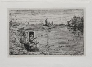 A Viagem de Barco: A Pesca do Cabinado (Pesca de Linha) de Charles Francois Daubigny