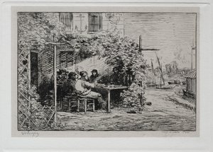 A viagem de barco: o almoço antes de embarcar em Asnières de Charles Francois Daubigny