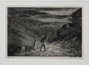 A viagem de barco: a procura de uma pousada de Charles Francois Daubigny