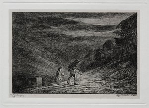 A viagem de barco: a busca por uma pousada, 1861. de Charles Francois Daubigny