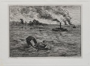 A viagem de barco: os barcos a vapor ou cuidado com os vapores de Charles Francois Daubigny