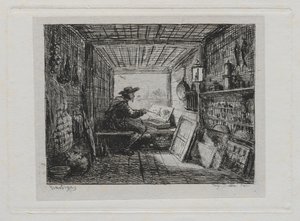 A viagem de barco: O estúdio no barco, 1861. de Charles Francois Daubigny