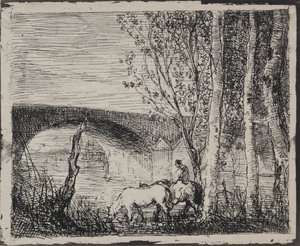 The Bridge, impressão original 1862, impressa em 1921. de Charles Francois Daubigny