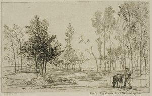 O burro no bebedouro de Charles Francois Daubigny