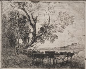 O Ford, impressão original 1862, impresso em 1921. de Charles Francois Daubigny