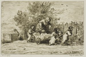 A herança da carroça (As crianças com a carroça) de Charles Francois Daubigny