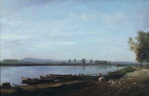 O Sena em Bezons, Val d&39;Oise de Charles Francois Daubigny