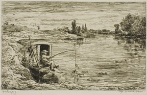 O rapaz do navio a pescar (Pesca com linha) de Charles Francois Daubigny